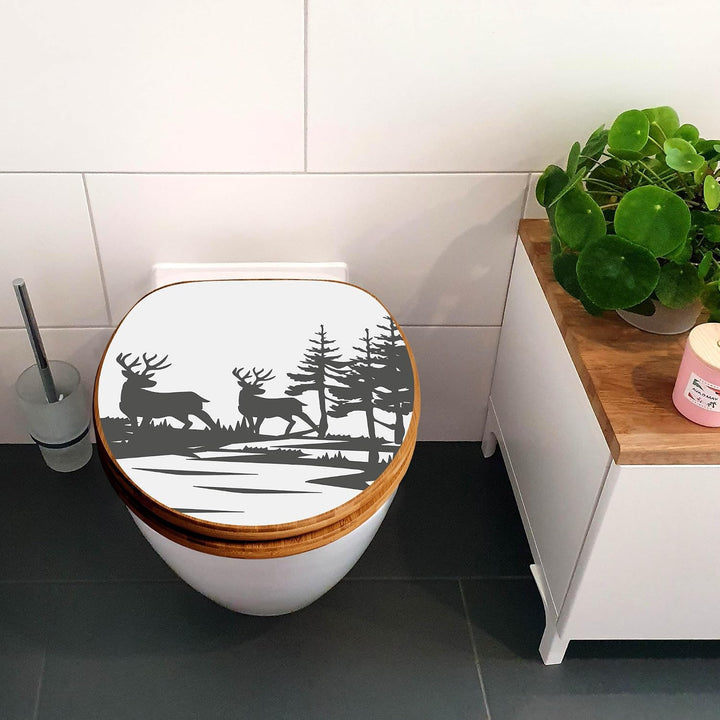 banjado Design WC Sitz Bambus Absenkautomatik 45,8x37,5cm - Toilettendeckel mit Absenkautomatik Holz