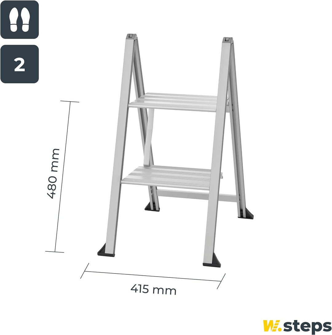Alu Trittleiter Vikingstep Mini von WIBE LADDERS I 480mm hoch I Belastbar bis 150kg I Kompakte Alumi