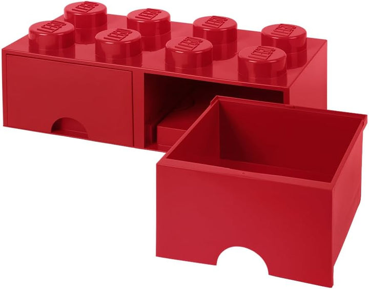 Lego Opslag Baksteen 8 met laden, Plastik, Rot, 50,2 x 25,2 x cm, 1 Einheiten, Rot