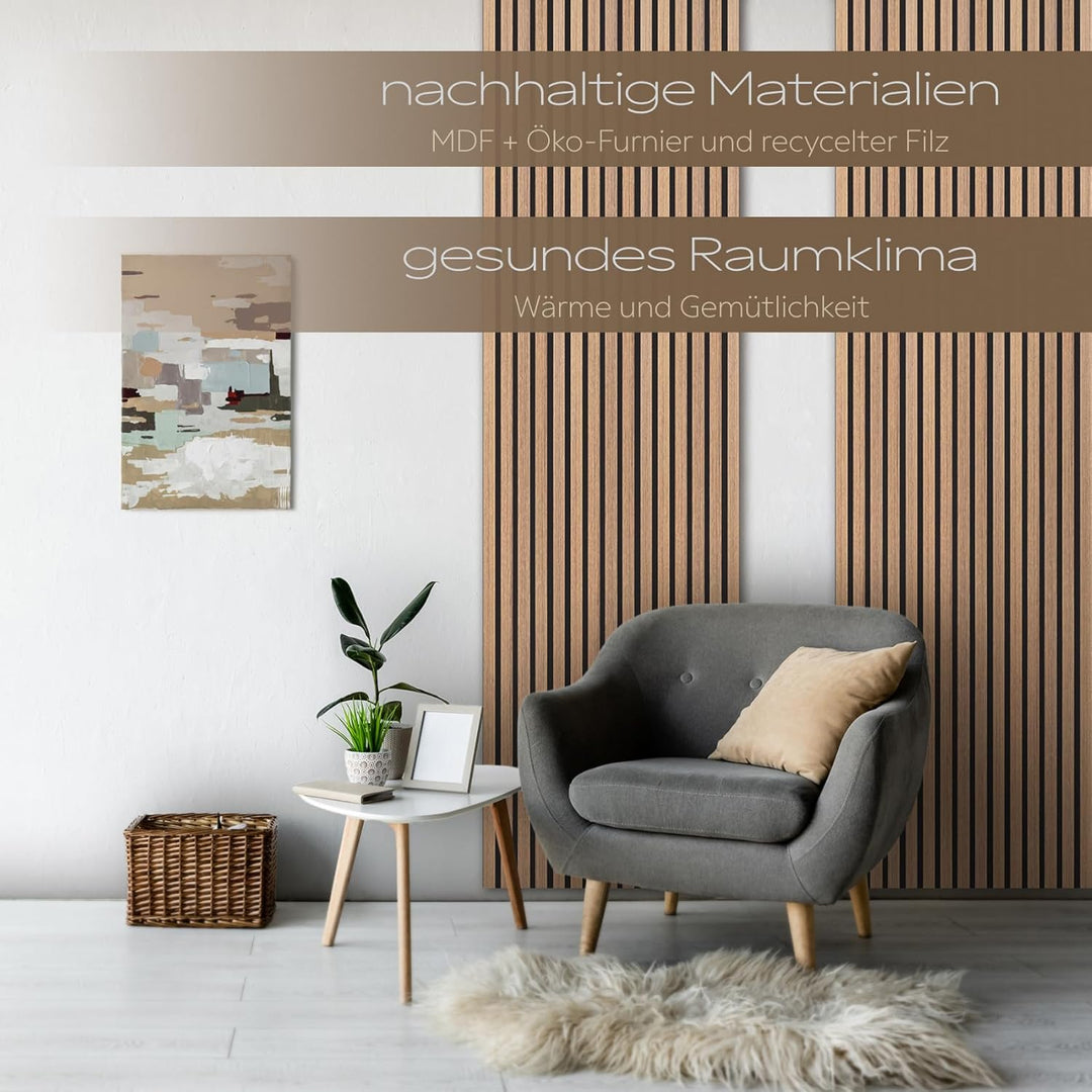 HEXIM Akustikpaneele 8 Stück 138,5x60cm Holz Comfort - flexible Holzpaneele Platten Lamellenwand Hol