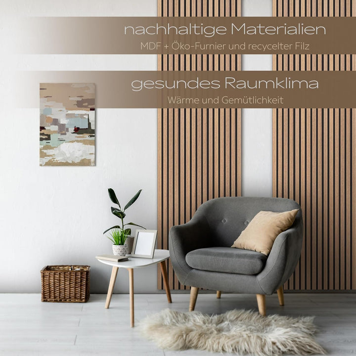 HEXIM Akustikpaneele 8 Stück 138,5x60cm Holz Comfort - flexible Holzpaneele Platten Lamellenwand Hol