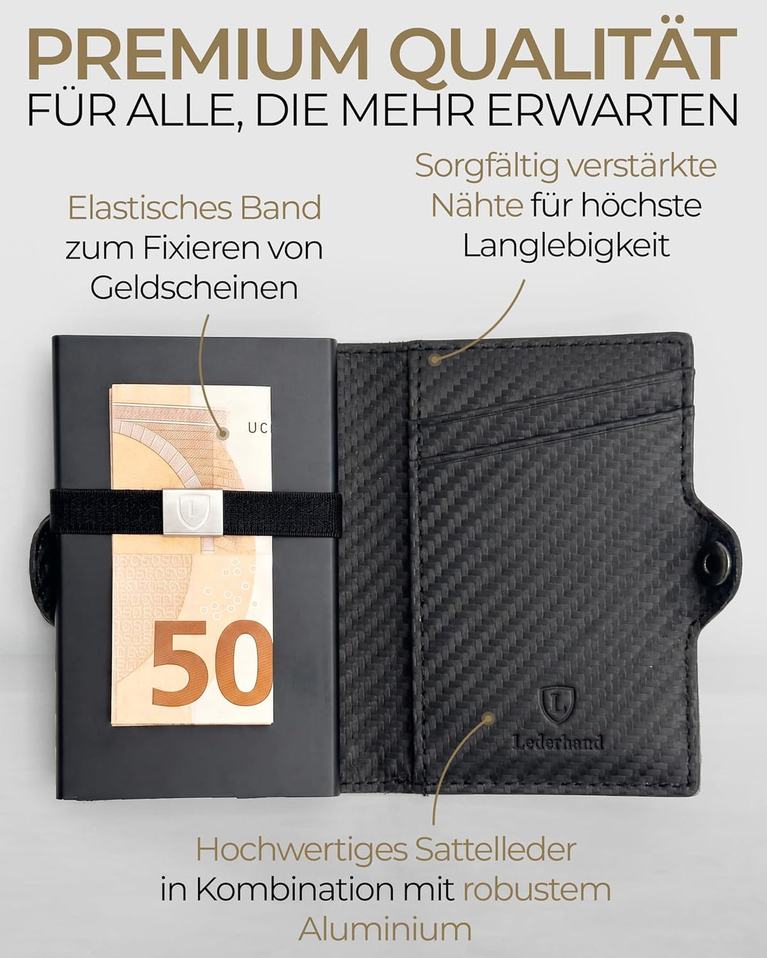 Lederhand® Aventus Wallet – Premium Leder Geldbörse handgemacht für Herren und Damen Portemonnaie Al