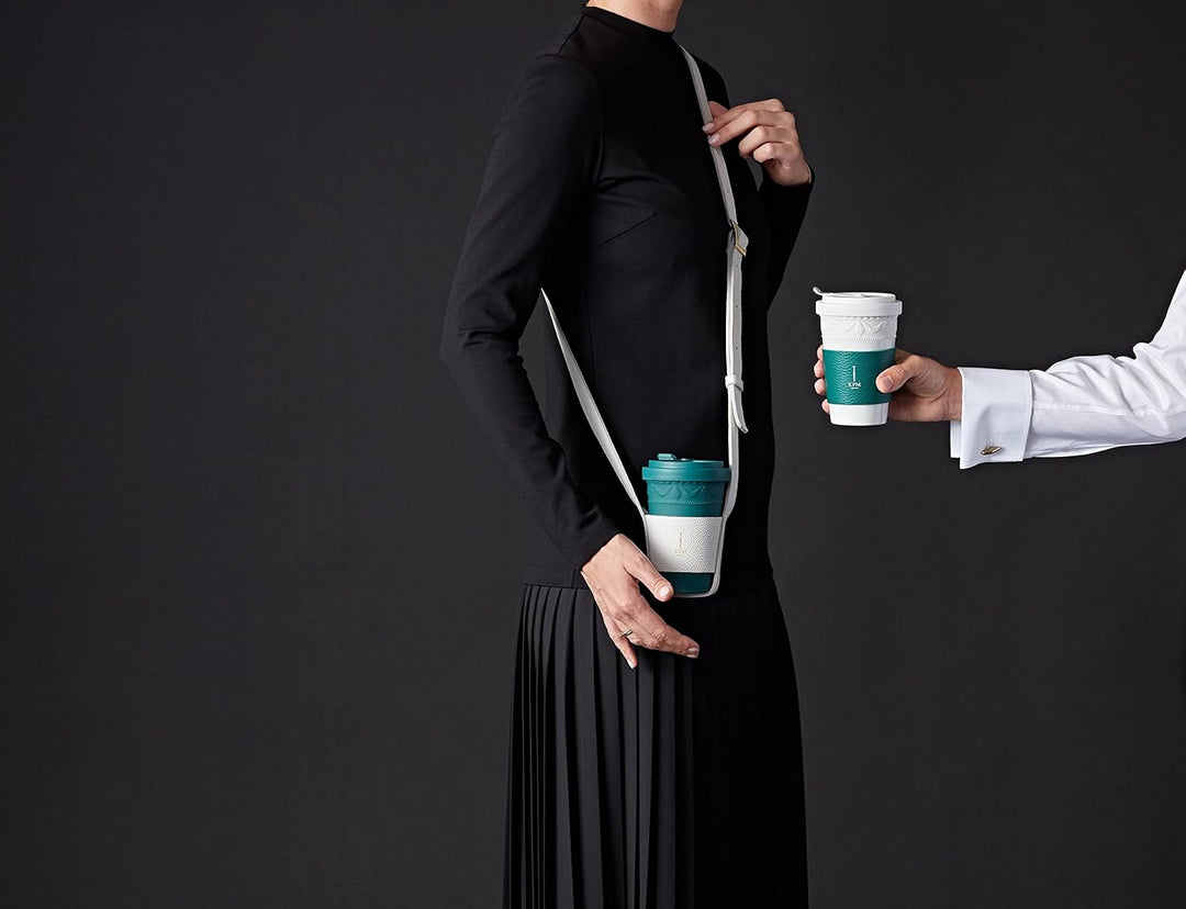 KPM Berlin Kurland To-Go Becher, Porzellan, Kaffeebecher, Teebecher, handmade, grün, Grün