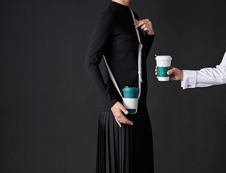 KPM Berlin Kurland To-Go Becher, Porzellan, Kaffeebecher, Teebecher, handmade, grün, Grün