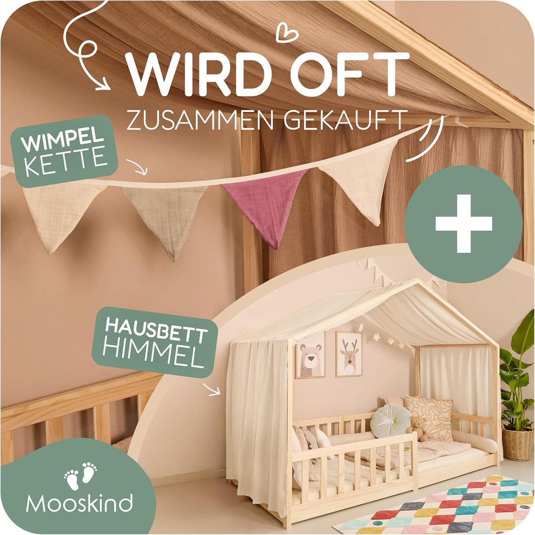 Mooskind Hausbett Himmel – Aus weichem Musselin in 7 Farben – 100% Bio-Baumwolle – Traumhafte Hausbe