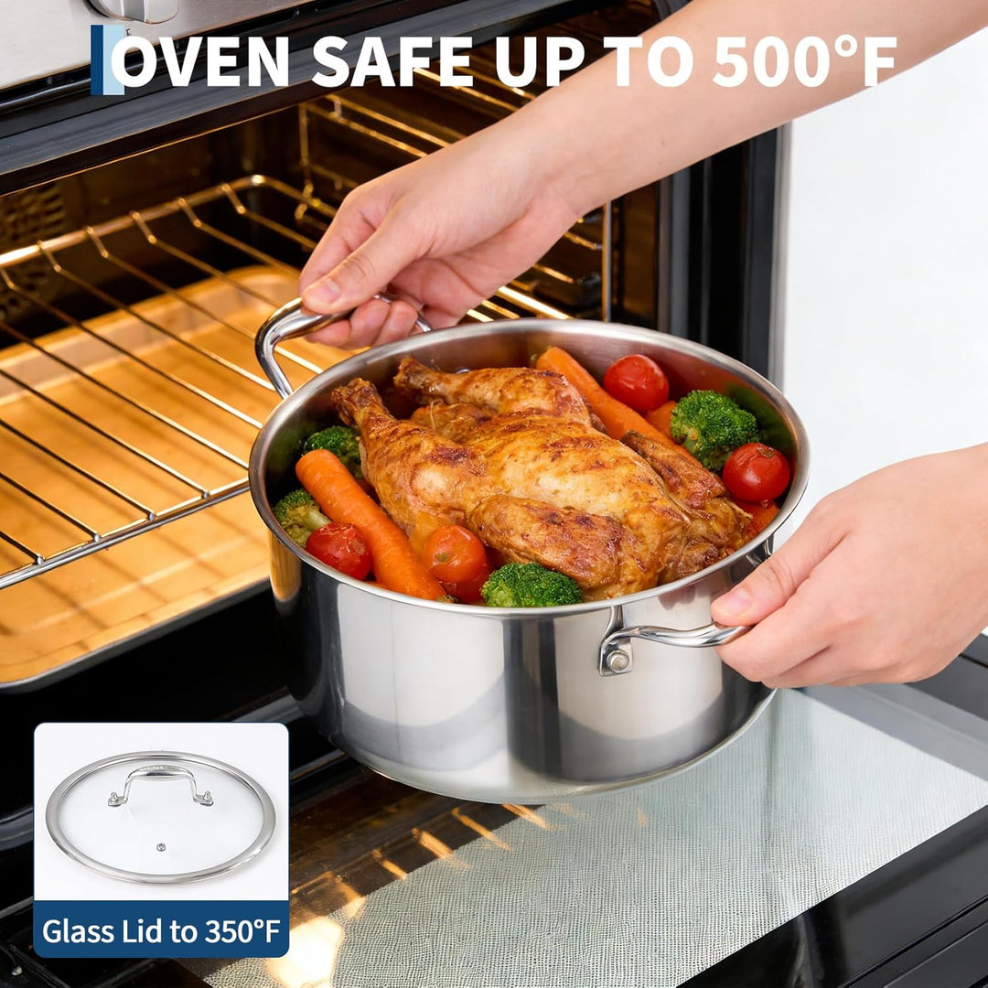 Garvee Edelstahl Topfset Induktion 11-teilig, 3-Lagig Kochtopf Set mit Glasdeckeln, Induktions Töpfe