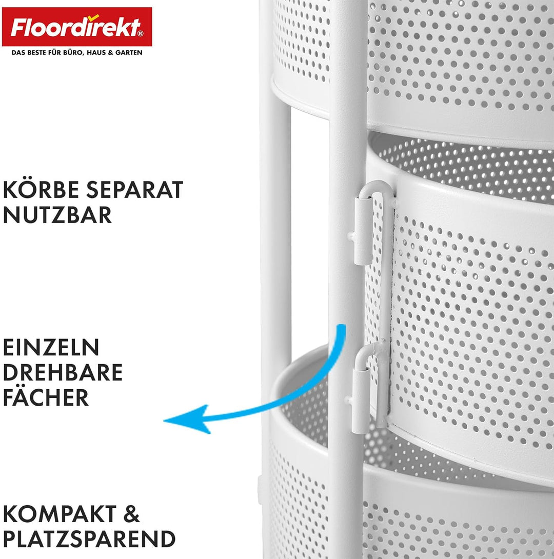Floordirekt Rollwagen, Badregal, Badezimmerregal mit 5 Ebenen, Nischenregal, Regal schmal, Nischenwa