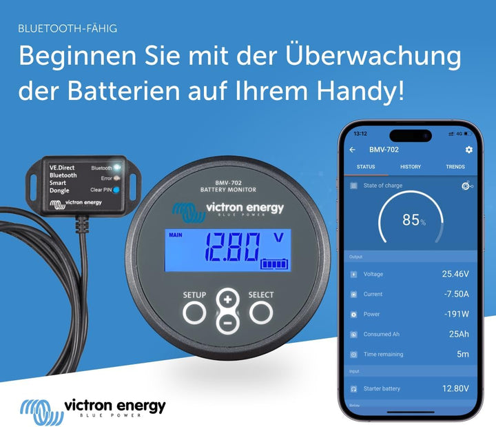 Victron Energy BMV-702 Batterie Monitor (Grau), Einzelhandel BMV 702 (Retail), BMV 702 (Retail)