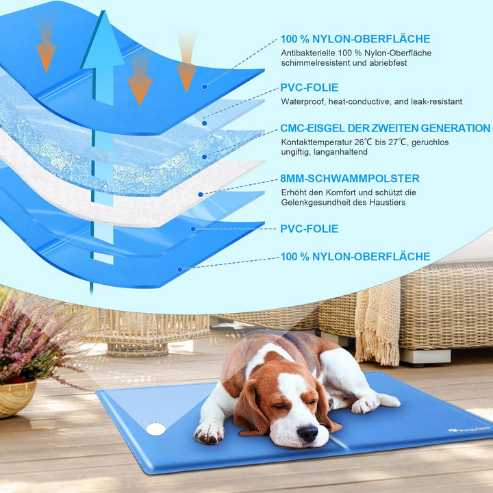 Angelpet Kühlmatte Hund, M 65x50cm – Ungiftige Selbstkühlende Gelmatte Bett, Langlebige wasserdichte