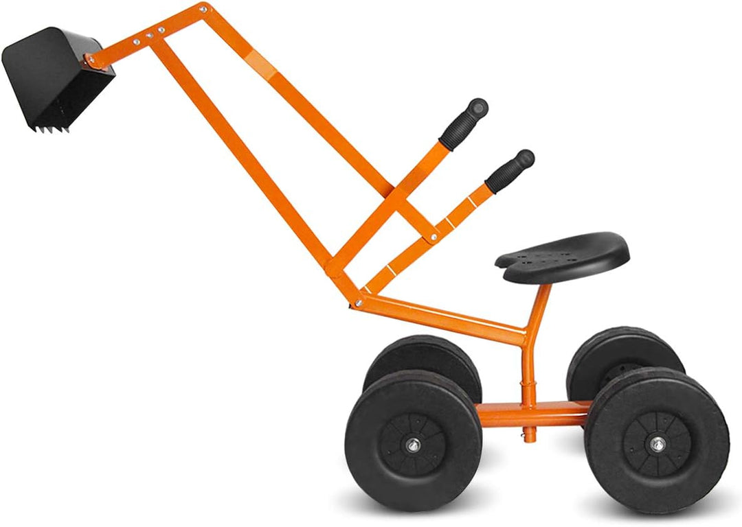 GOPLUS Kinder Sitzbagger, Sandbagger Aufsitzbagger mit 360°drehbarem Sitz & grosser Schaufel & Gummi
