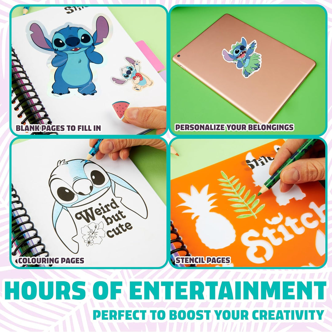 Disney Stitch Sticker-Buch mit über 1000 Aufklebern, Schablonen, Ausmalblättern und Buntstiften - St