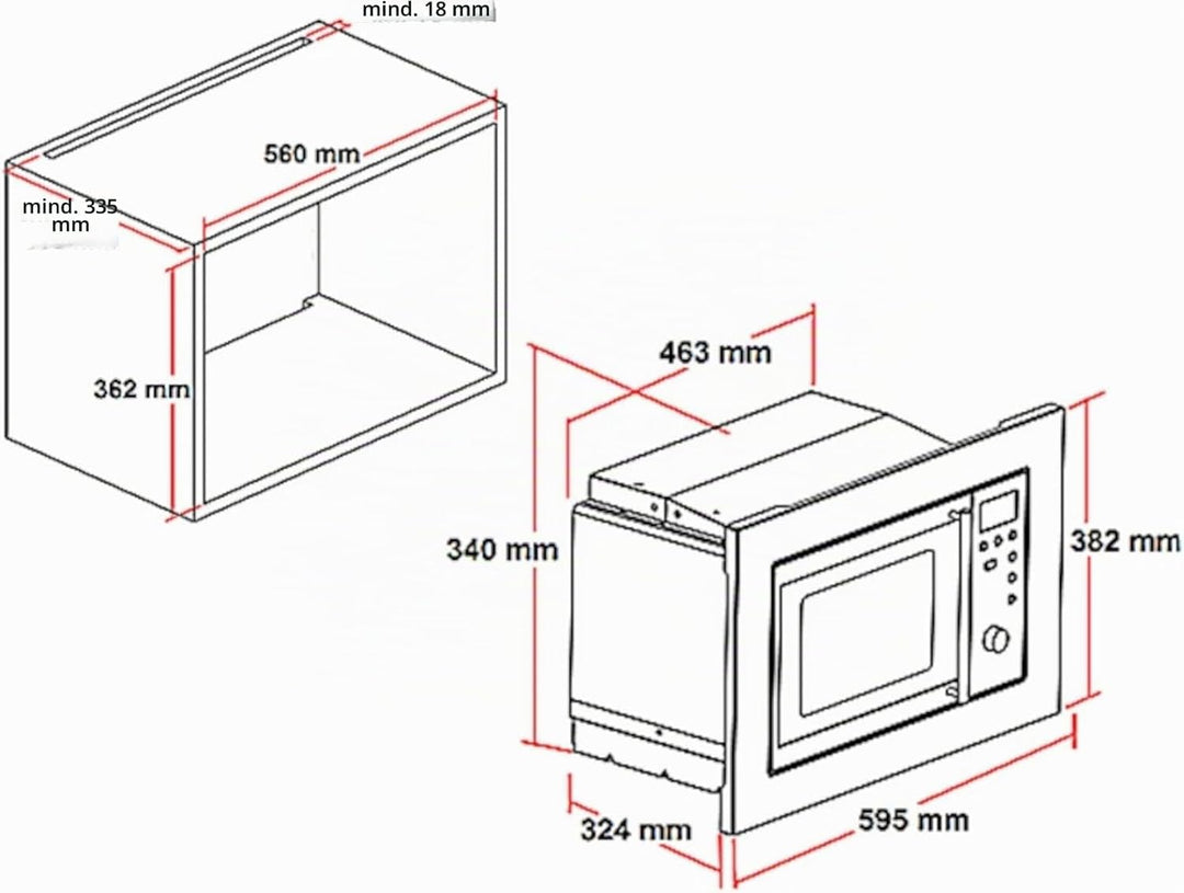PKM Einbau-Mikrowelle MW800-20.8 EB | 20L Garraum| 800W | 5 Leistungsstufen | 8 Programme | Edelstah