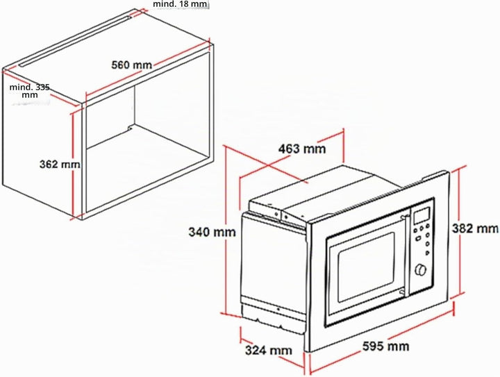 PKM Einbau-Mikrowelle MW800-20.8 EB | 20L Garraum| 800W | 5 Leistungsstufen | 8 Programme | Edelstah