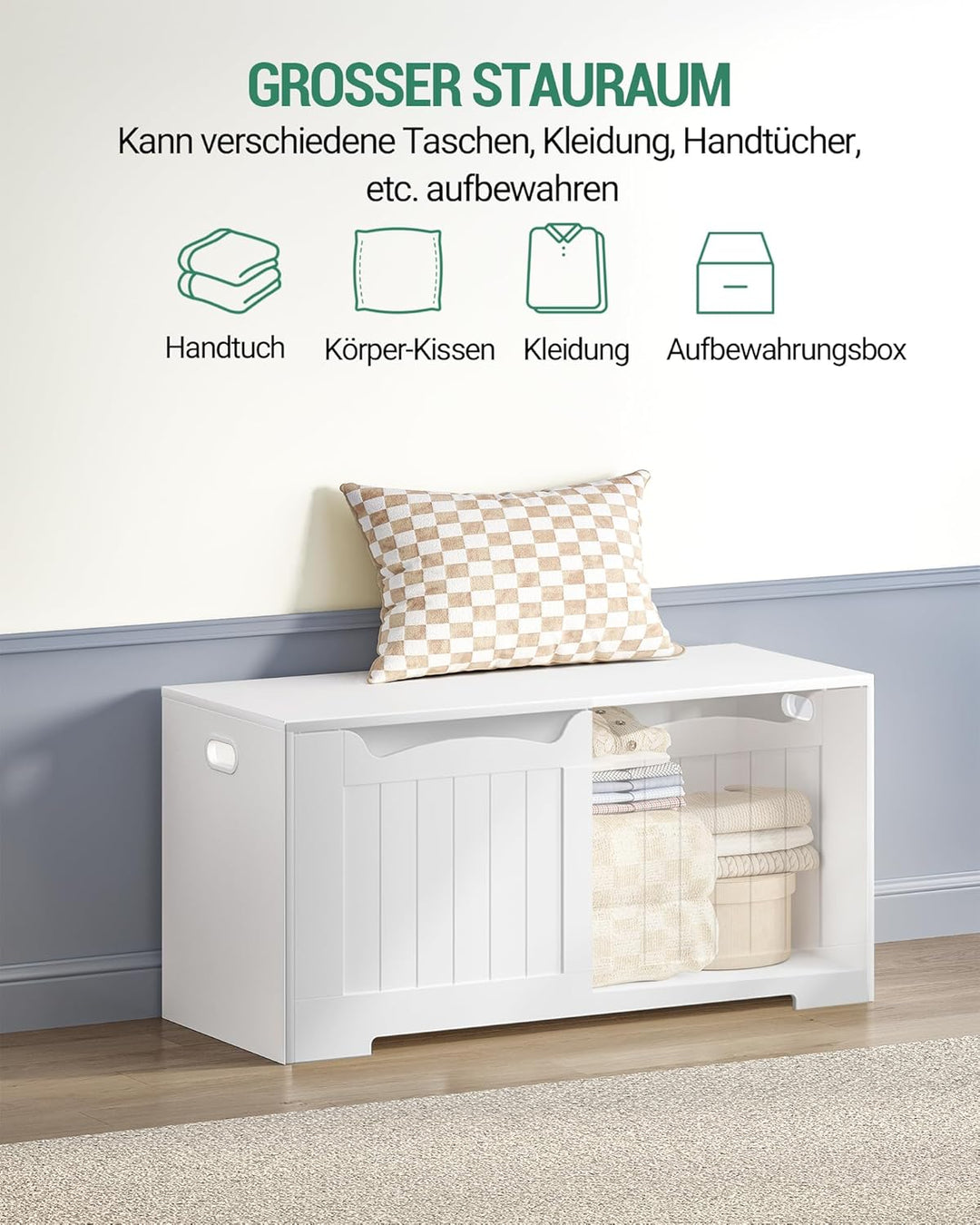 Hzuaneri Schuhbank, Sitzbank mit Stauraum, Sitztruhe, 2 Sicherheitsscharniere, Aufbewahrungsschrank,