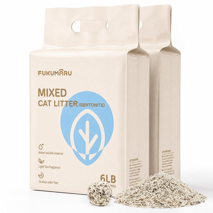 FUKUMARU Tofu Katzenstreu 5.4kg - Klumpende Katzenstreu, Tofu und Bentonit Katzenstreu, staubfrei un