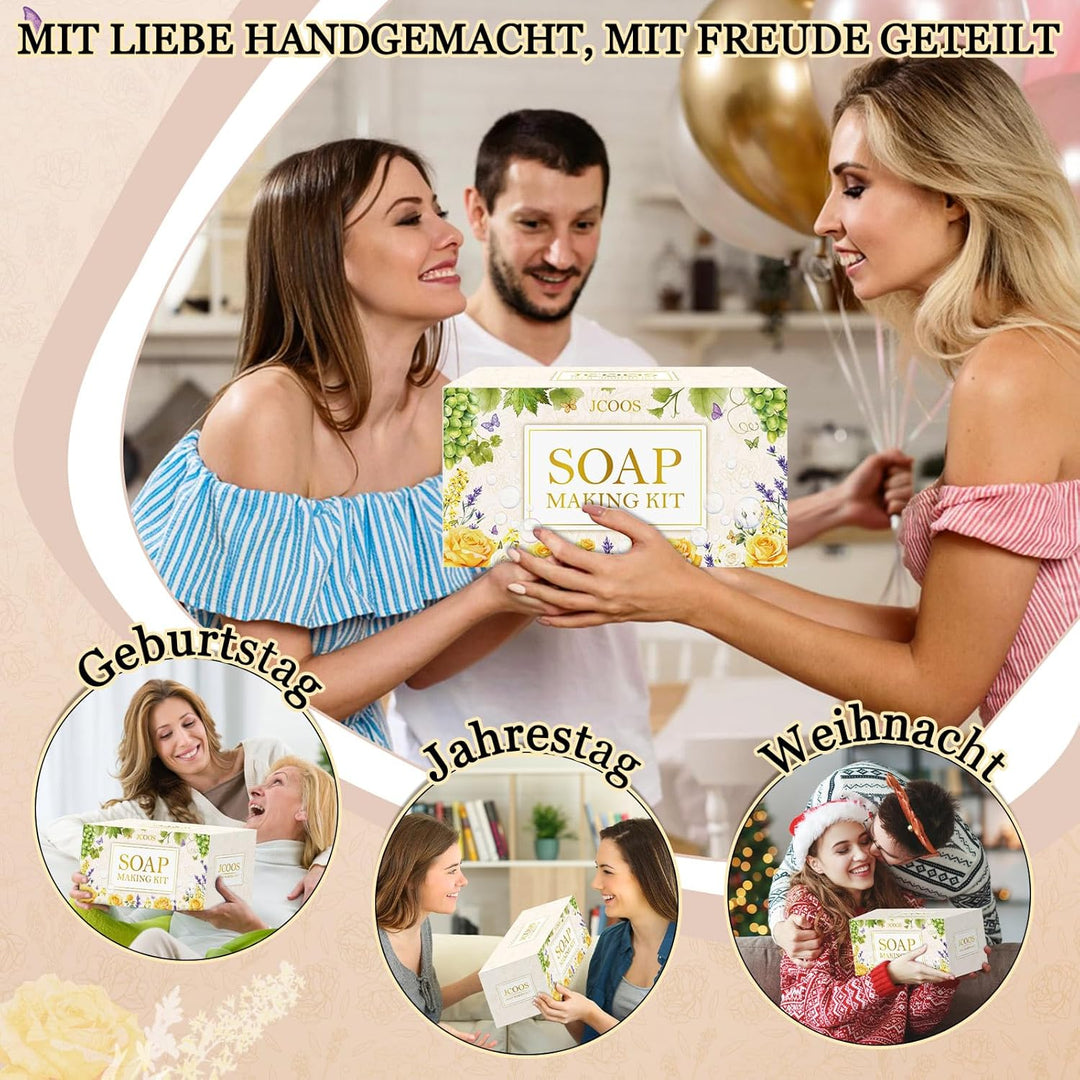 Vezerd Seife Selber Machen, Kreative Bastelset Erwachsene DIY Set Seifenherstellung mit Seifenform,