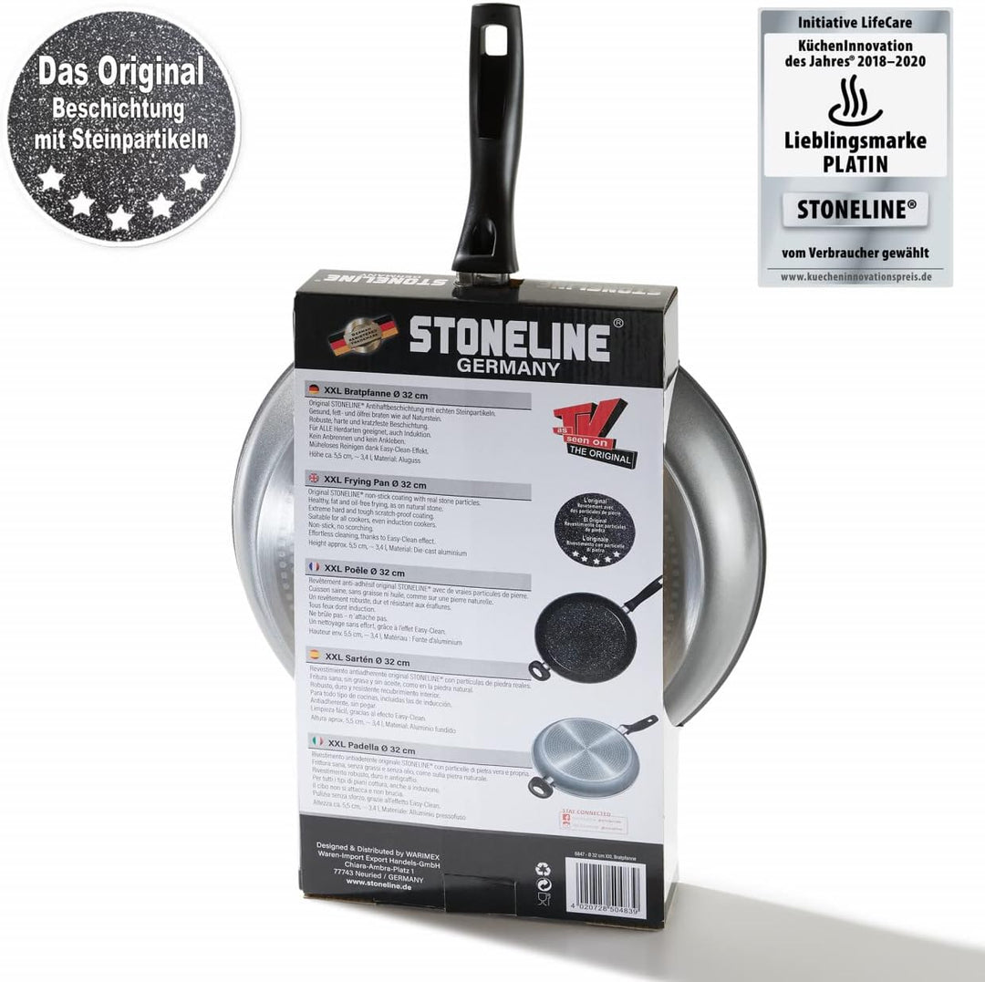 STONELINE Bratpfanne 32 cm, Pfanne Induktion geeignet, Pfanne mit echten Steinpartikeln beschichtet,