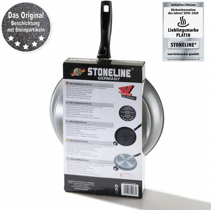 STONELINE Bratpfanne 32 cm, Pfanne Induktion geeignet, Pfanne mit echten Steinpartikeln beschichtet,