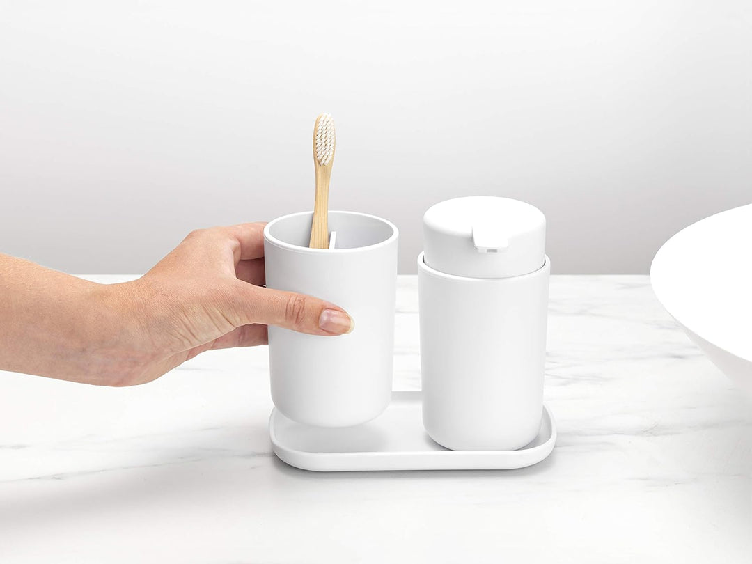 Brabantia Renew Collection Badezimmer-Set, Kunststoff, Weiss, Set of 3 White, White