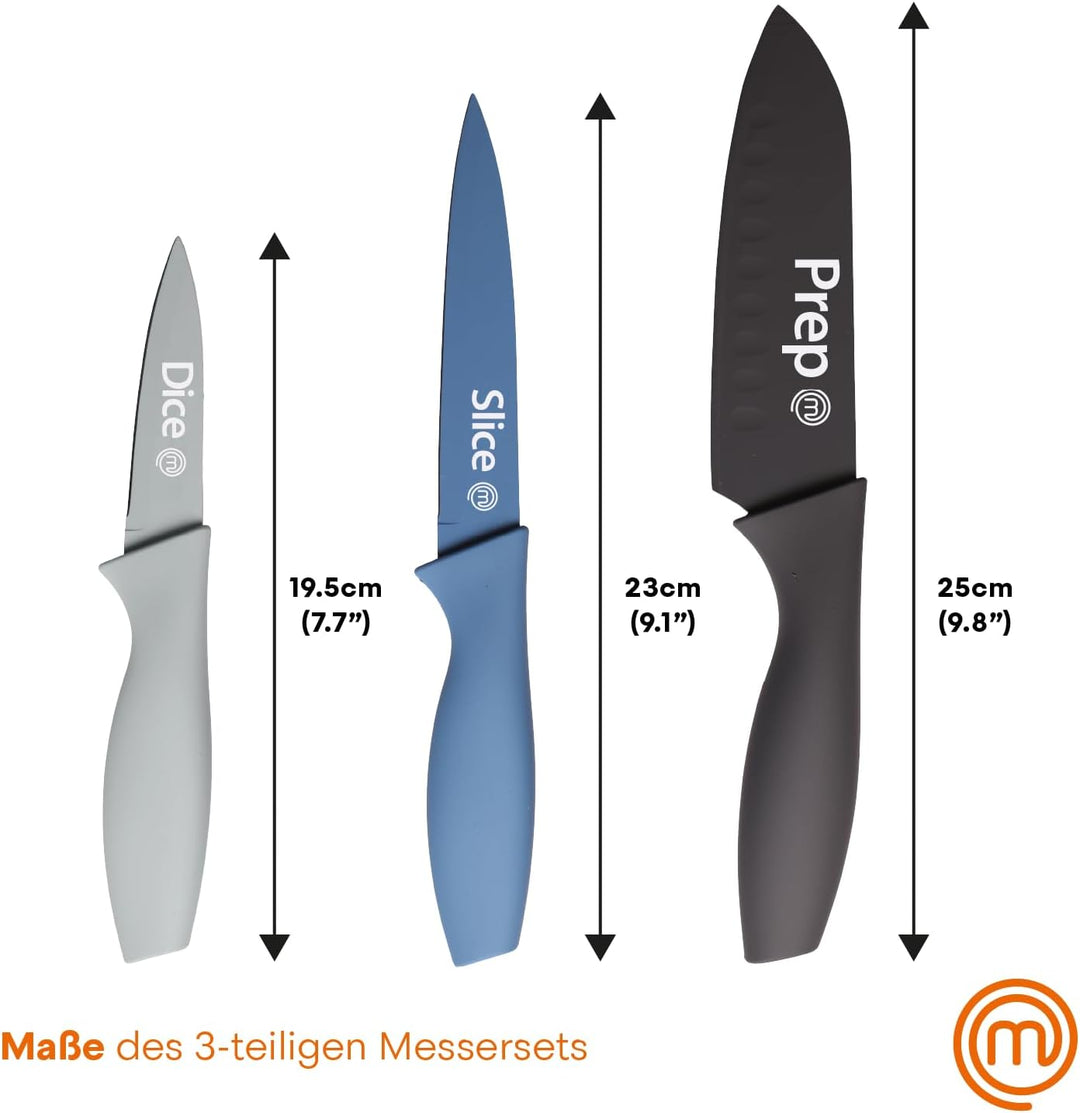MasterChef Küchenmesser Set, Messerset ink. Kochmesser, Gemüsemesser & Schälmesser, Scharfe Messer E