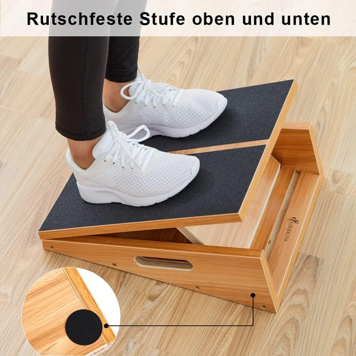 StrongTek Professionelles Slant Board Schrägbrett aus Holz, Verstellbarer und tragbarer Wadendehner,