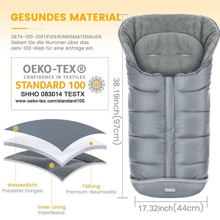 Orzbow Baby Fusssack Babyfusssack Winterfusssack Babyschale Buggy | Waschbar Verschliessbarer Baby S