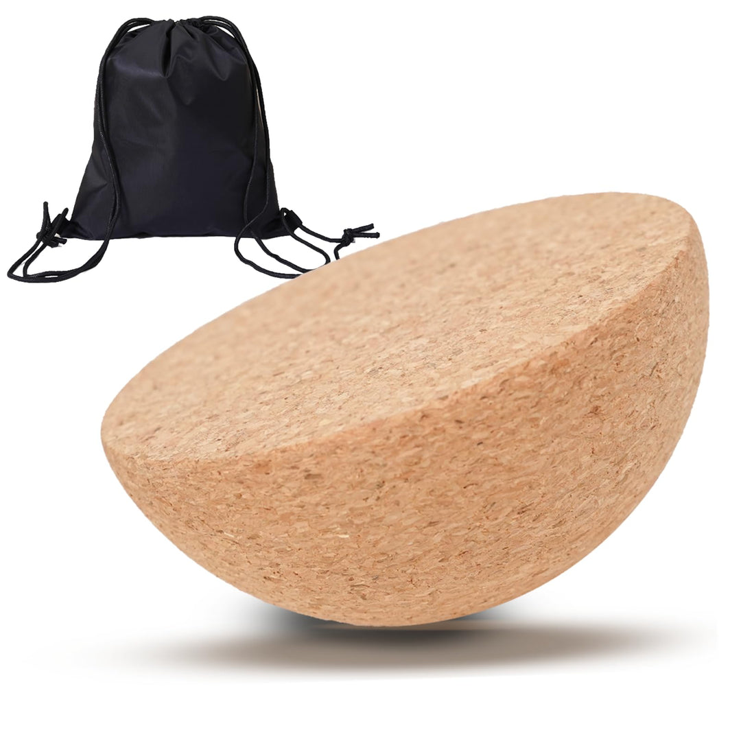 Healfith Balance Board Halbkugel aus Massivem Kork, Hochwertige Fitness Halbkugel aus Kork für Balan