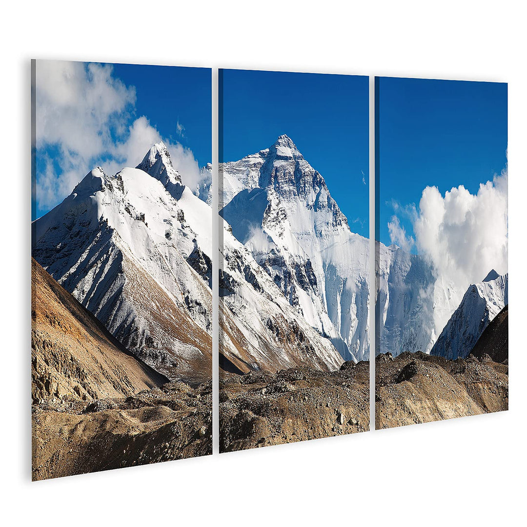 islandburner Bild auf Leinwand Mount Everest Bilder Wandbilder Poster Leinwand 130x80cm - 3 Teile, L