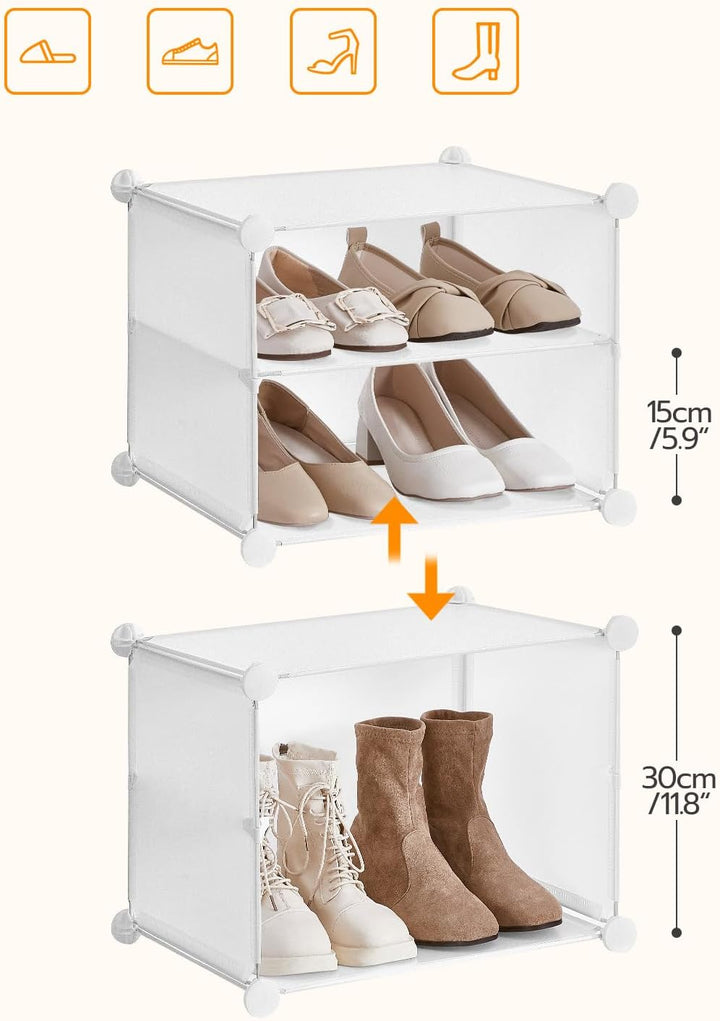 HOOBRO Schuhregal mit 10 Ebenen, Schmal Schuhschrank, Schuh-Organizer, mit Türen, Kunststoff, DIY St