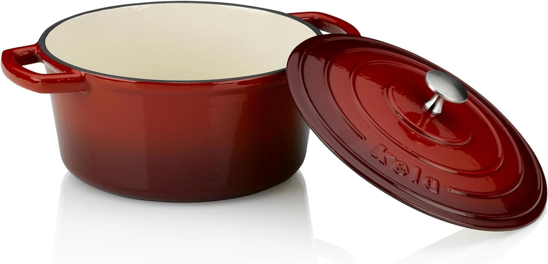 Kela Bräter Calido Gusseisen Rund 11,5cm 24cmØ 4l, Rot (4 l), 24