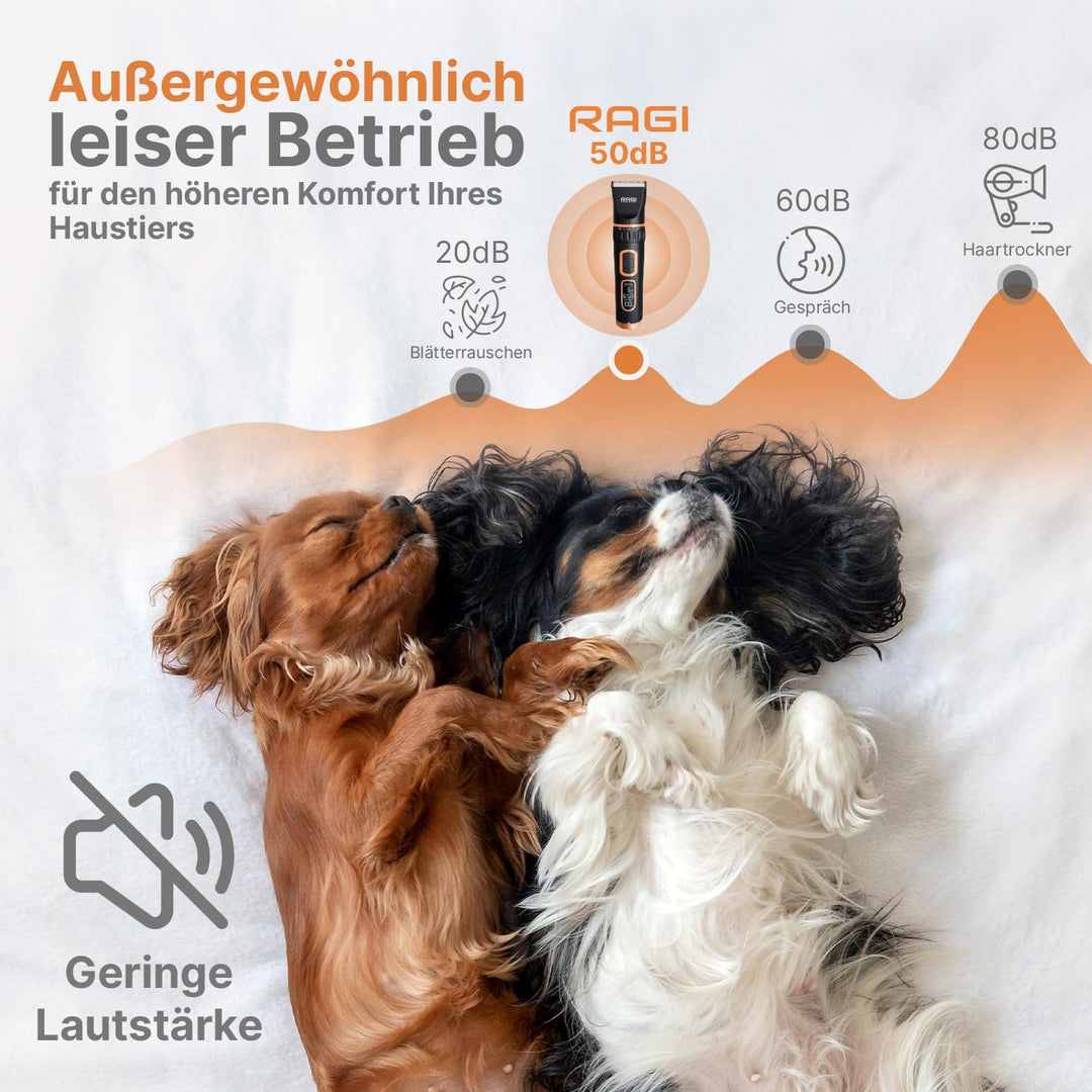 RAGI Hundeschermaschine - Schermaschine Hund Schnurlosen - Leise Wiederaufladbarer Hundehaarschneide