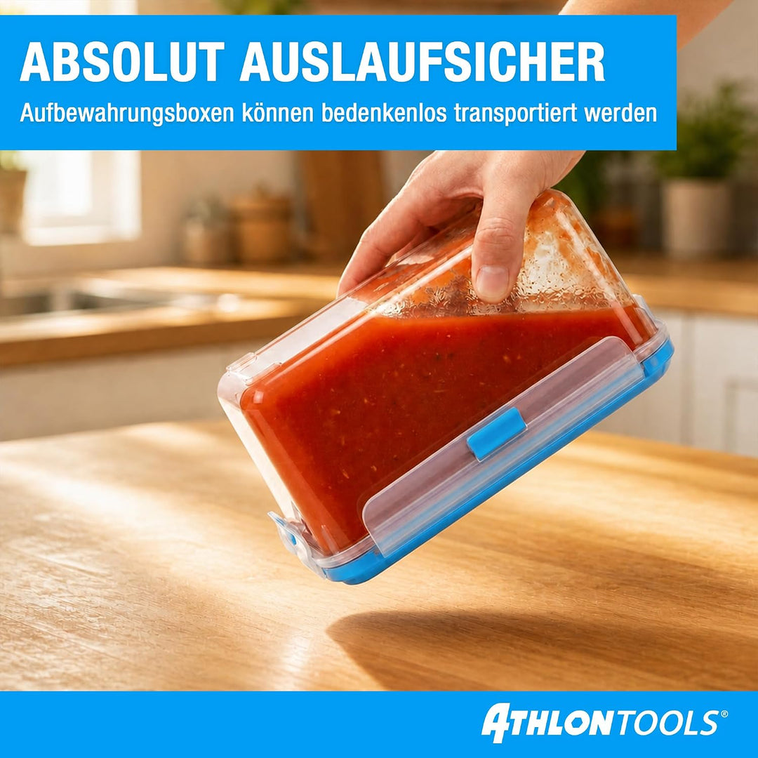 ATHLON TOOLS 4x 3L Frischhaltedosen-Set - 100% luftdicht und auslaufsicher -40 bis +100 Grad - für a