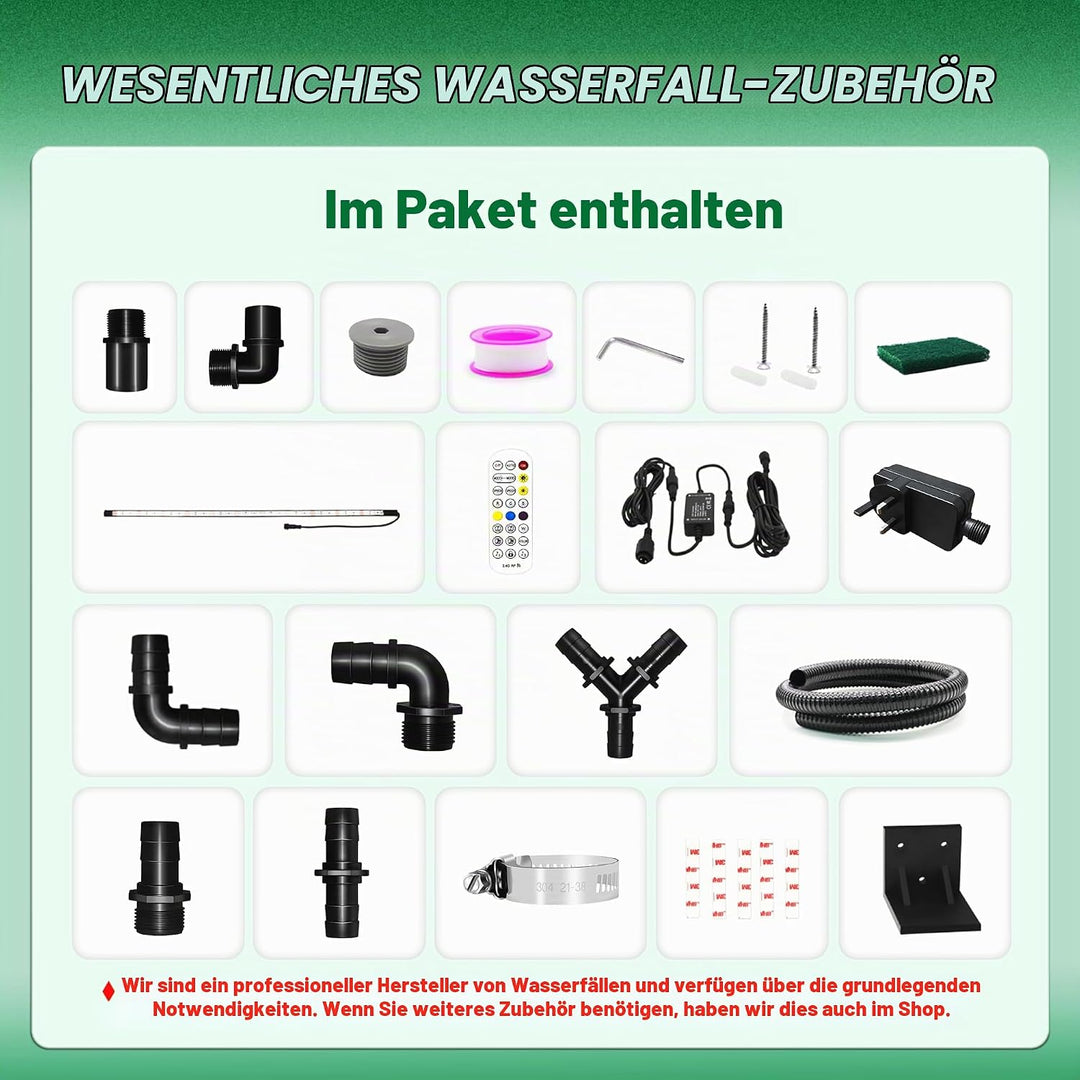 Longrun 30cm Teich Wasserfall Klingen Set, 304 Edelstahl Wasserfall Überlauf, Aussenpool Brunnen mit
