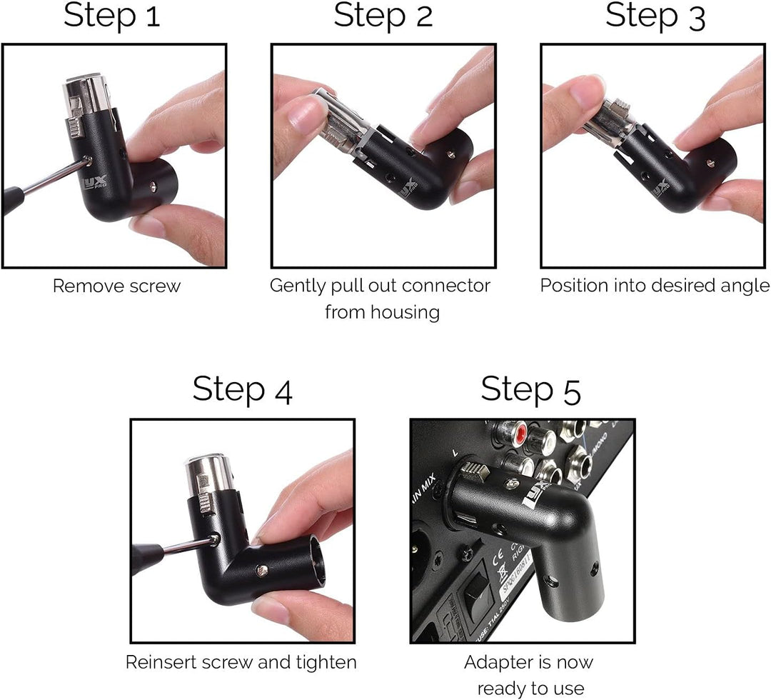 LyxPro XLR-Winkeladapter Dual Male and Female can be positioned to 4 Different Angles Right Left and