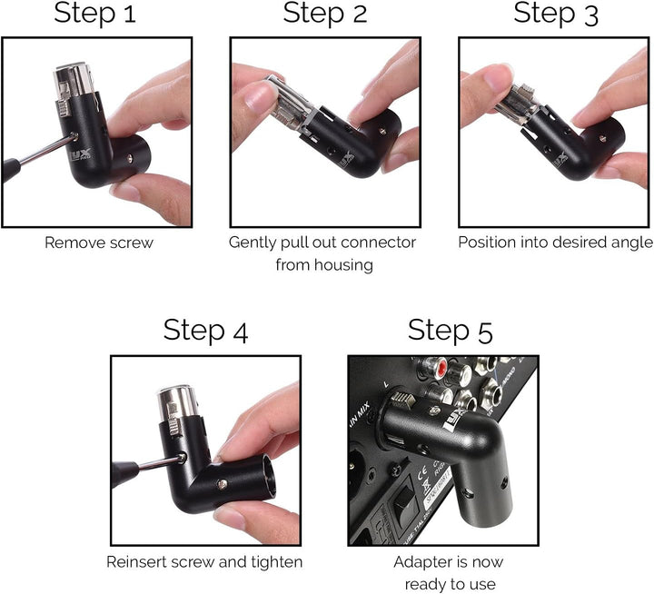LyxPro XLR-Winkeladapter Dual Male and Female can be positioned to 4 Different Angles Right Left and