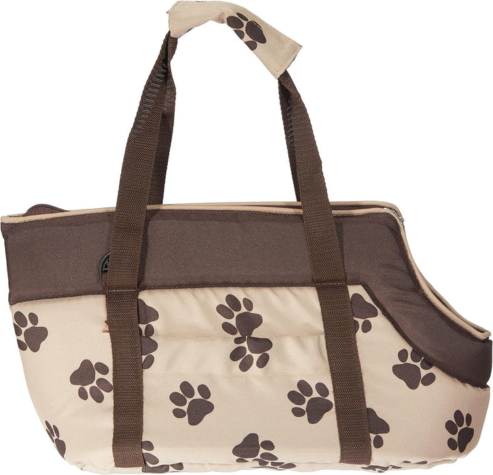 HobbyDog TORBWL4 Hundetasche Tragetasche Katzentasche, Grösse 22 x 20 x 36 cm, beige mit Pfoten
