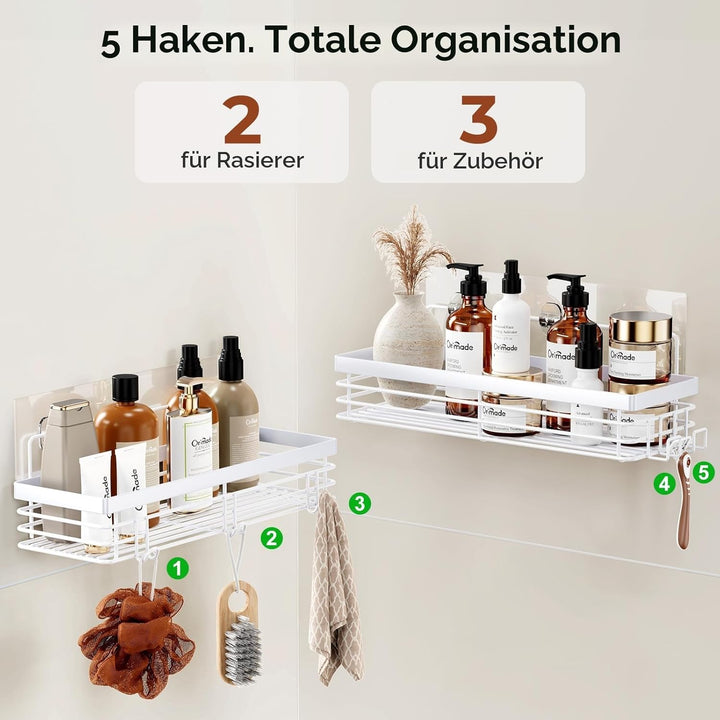 Orimade Duschablage ohne Bohren Edelstahl Duschregal Duschkörbe für für Shampoo und Duschgel 2 Stück