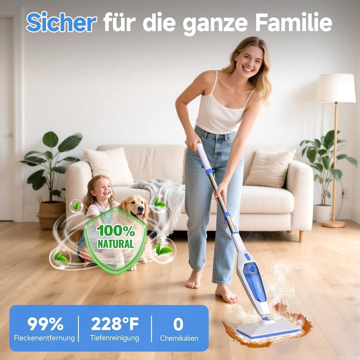 SENMO Dampfreiniger 14-in-1 mit abnehmbarem Handdampfreiniger | 1300W 228°F Tiefenreinigungs-Multida