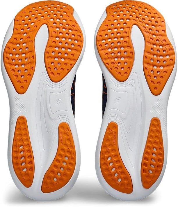 ASICS Nimbus 25 Strassenlaufschuhe für Männer Schwarz Silber 41.5 EU Deep Ocean Bright Orange, 41.5
