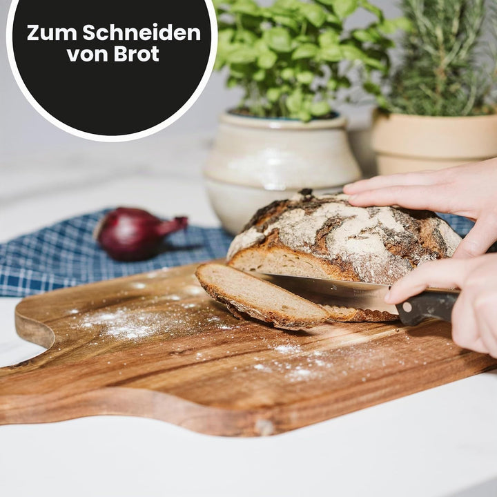 Moritz &amp; Moritz grosses Servierbrett Holz mit Griff - 59x32x2 cm - Antibakterielles Akazienholz Bret