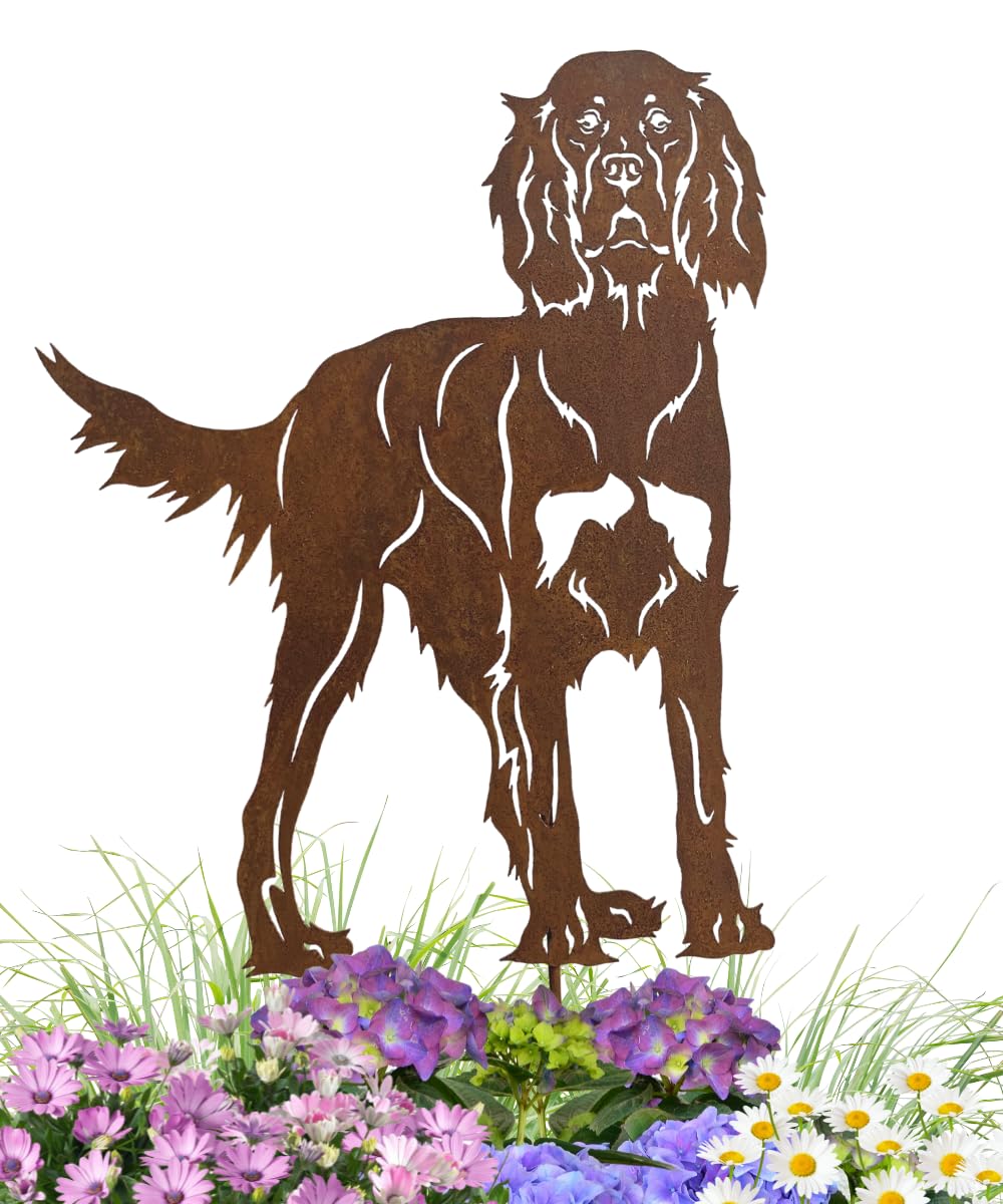 Terma Stahldesign Edelrost Hund Gordon Setter Handmade Germany tolle gartendeko aus Rost-Metall deko