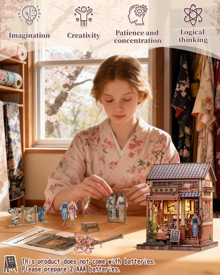 CUTEBEE Book Nook - 3D Puzzle im Japanischen Stil DIY Puppenhaus-Set, Bücherregal-Dekoration, Famili