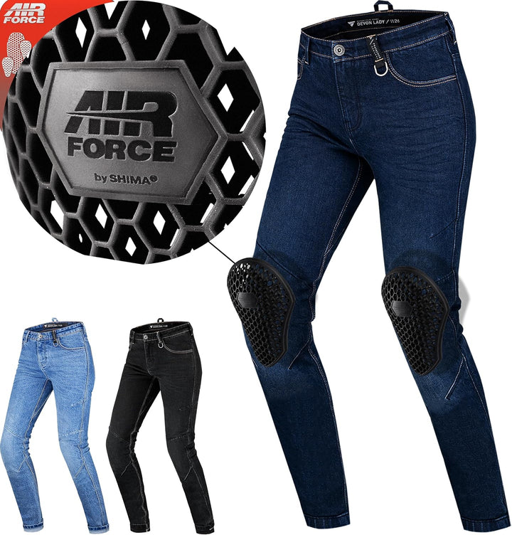 SHIMA DEVON Motorradjeans - Belüftete Elastische Slim Fit Biker Motorradhose mit FiberQL-Verstärkung