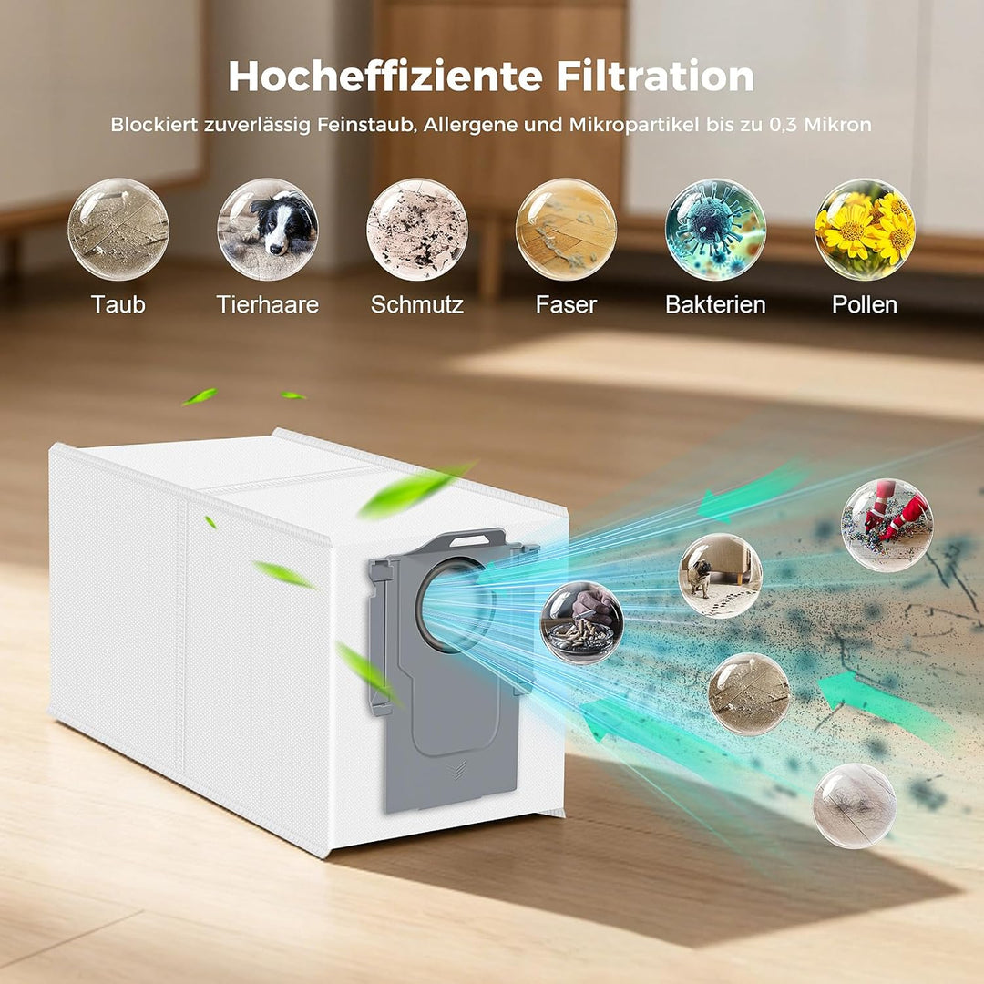 27 Stück Zubehör für Roborock Saros 20 Sonic Saugroboter | 2 Hauptbürste, 6 Staubbeutel, 6 Filter, 4