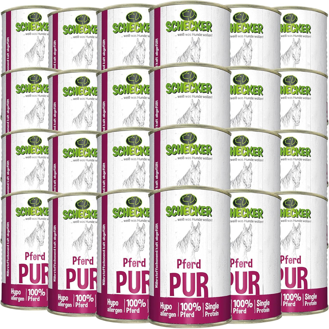Schecker Nassfutter - 100% Pferd pur - getreidefrei - hypoallergen - echte, Reine Qualitätsware - 24