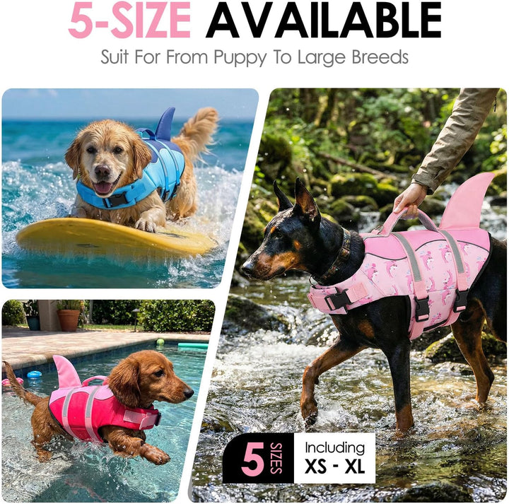 AOFITEE Schwimmweste Hund Klein, Verstellbar Hunde Schwimmweste Hai, Ripstop Hundeschwimmweste Klein