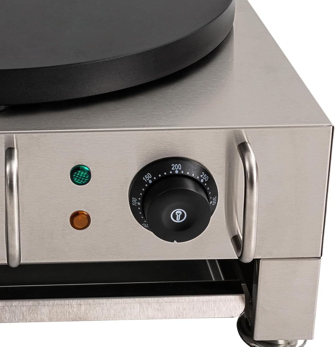 Crepes Maker Creperie Antihaftbeschichtung Ø 40cm 50–300°C Crepeseisen mit Hölzerne Spachtel + Herau