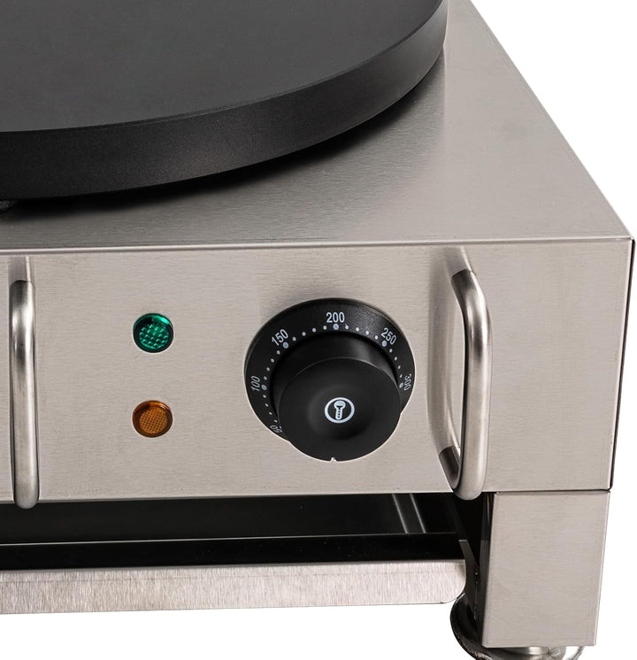 Crepes Maker Creperie Antihaftbeschichtung Ø 40cm 50–300°C Crepeseisen mit Hölzerne Spachtel + Herau