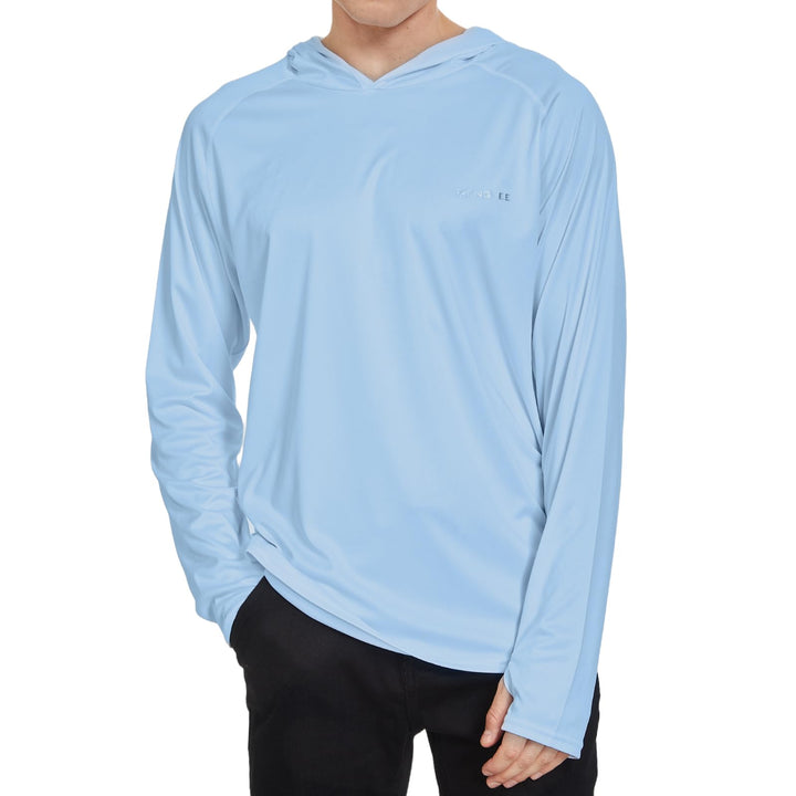 Herren Langarm Rashguard Kapuzenpullover UPF50+ Shirt Rashguard Angelbekleidung UV Sonnenschutz Surf