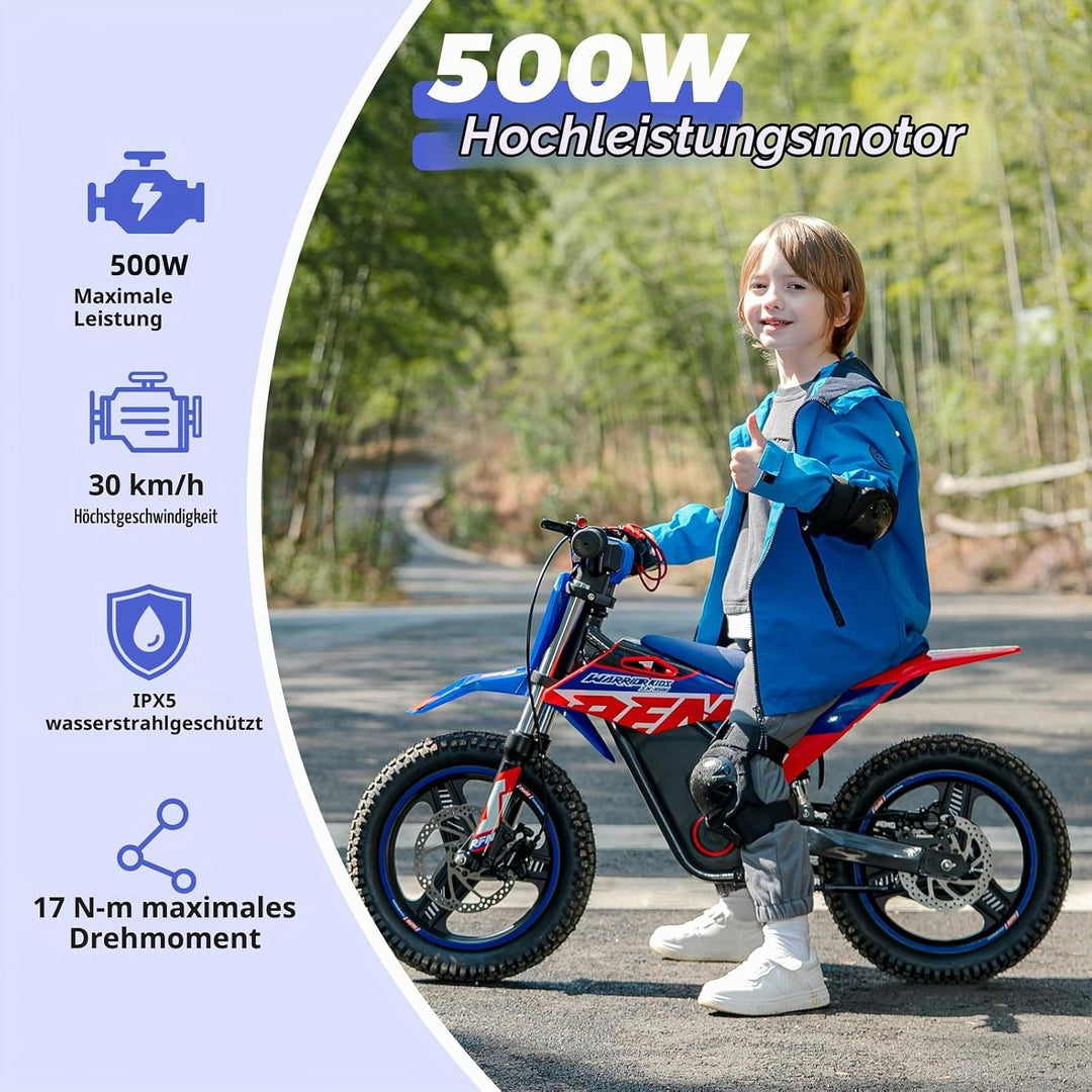 RFN SX-E350 36V Kinder Elektro Dirt Bike Elektromotorrad für Kinder 350W Motor 500W Spitzenleistung